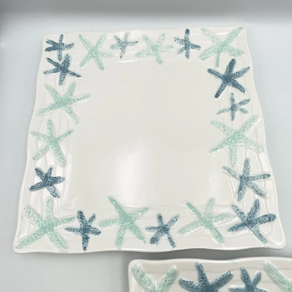 Coastal Home Cape Coral Starfish Square Dinner Plates 10.75